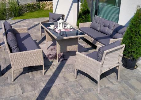 Zestaw technorattanowy z wysokim stołem Perata Grande Light Grey