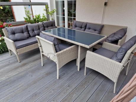 Zestaw technorattanowy z wysokim stołem Perata Grande Light Grey
