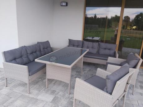 Zestaw technorattanowy z wysokim stołem Perata Grande Light Grey
