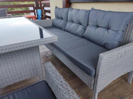 Zestaw technorattanowy z wysokim stołem Perata Grande Light Grey