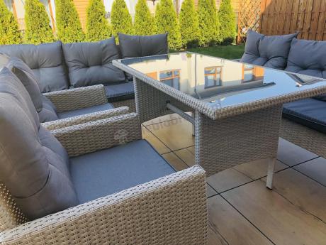 Zestaw technorattanowy z wysokim stołem Perata Grande Light Grey