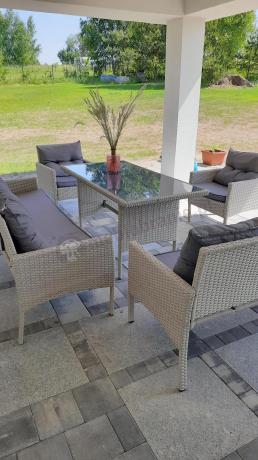 Zestaw technorattanowy z wysokim stołem Perata Grande Light Grey
