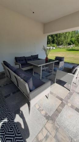 Zestaw technorattanowy z wysokim stołem Perata Grande Light Grey