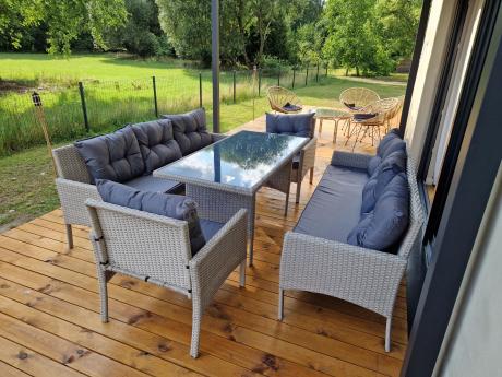 Zestaw technorattanowy z wysokim stołem Perata Grande Light Grey