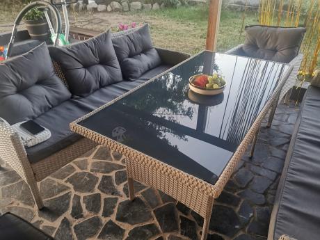 Zestaw technorattanowy z wysokim stołem Perata Grande Light Grey