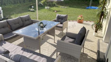 Zestaw technorattanowy z wysokim stołem Perata Grande Light Grey