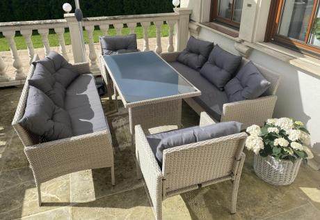 Zestaw technorattanowy z wysokim stołem Perata Grande Light Grey