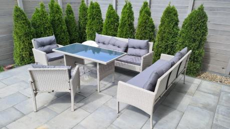 Zestaw technorattanowy z wysokim stołem Perata Grande Light Grey