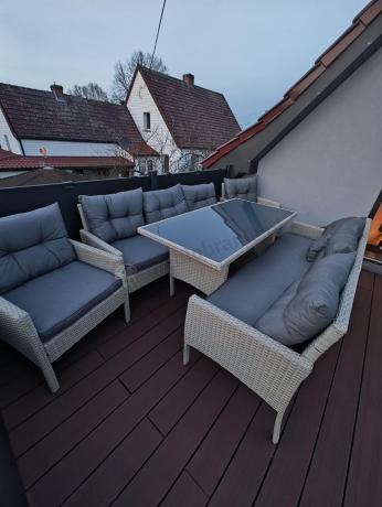 Zestaw technorattanowy z wysokim stołem Perata Grande Light Grey