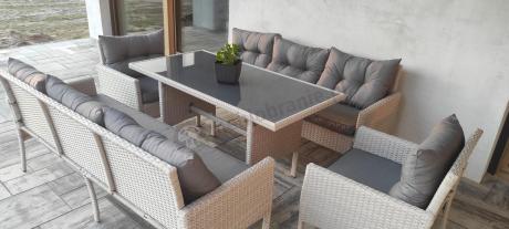 Zestaw technorattanowy z wysokim stołem Perata Grande Light Grey