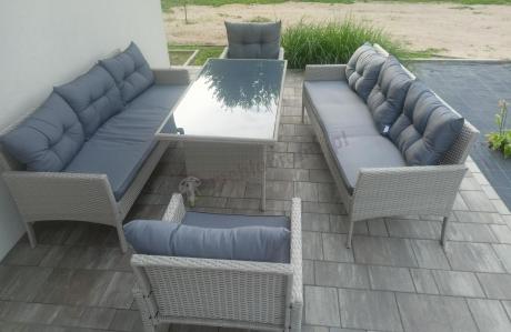 Zestaw technorattanowy z wysokim stołem Perata Grande Light Grey