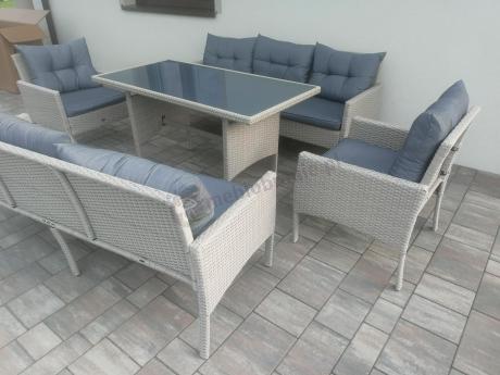 Zestaw technorattanowy z wysokim stołem Perata Grande Light Grey