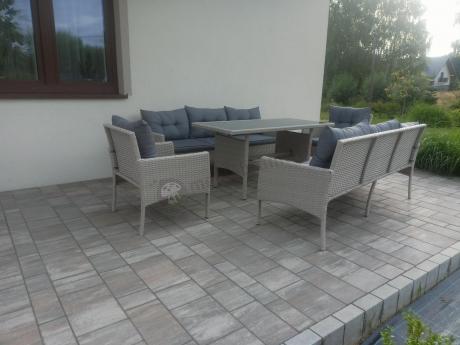 Zestaw technorattanowy z wysokim stołem Perata Grande Light Grey