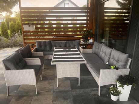 Zestaw technorattanowy z wysokim stołem Perata Grande Light Grey