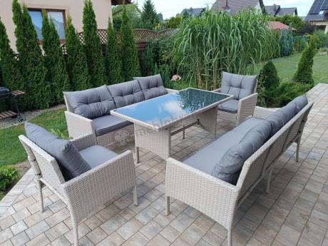 Zestaw technorattanowy z wysokim stołem Perata Grande Light Grey