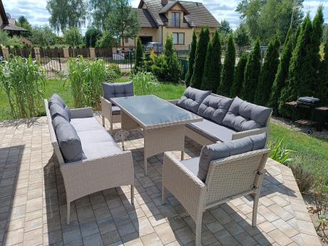 Zestaw technorattanowy z wysokim stołem Perata Grande Light Grey