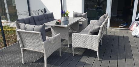 Zestaw technorattanowy z wysokim stołem Perata Grande Light Grey