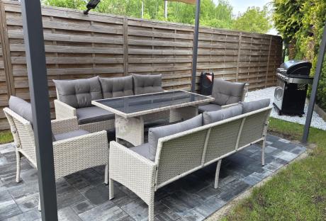 Zestaw technorattanowy z wysokim stołem Perata Grande Light Grey
