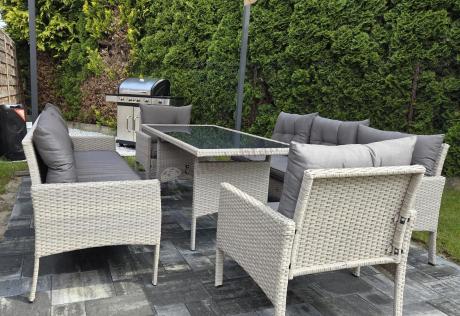 Zestaw technorattanowy z wysokim stołem Perata Grande Light Grey