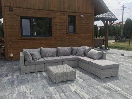 Zestaw wypoczynkowy technorattan LIGURITO VIII Off-WHITE Elite & Taupe