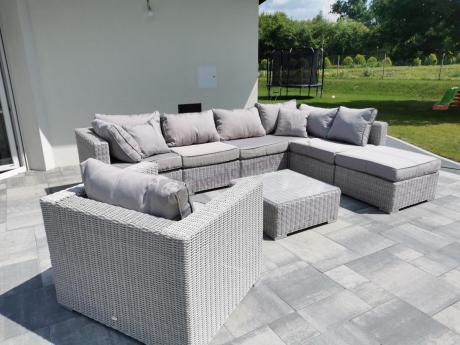 Zestaw wypoczynkowy technorattan LIGURITO VIII Off-WHITE Elite & Taupe