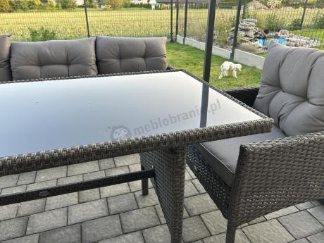 Zestaw z sofami 175cm, fotelami i wysokim stołem Perata Grande Anthracite