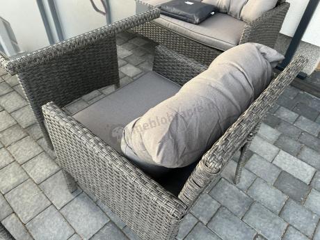 Zestaw z sofami 175cm, fotelami i wysokim stołem Perata Grande Anthracite