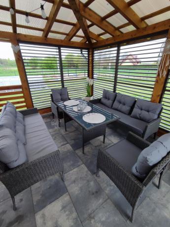 Zestaw z sofami 175cm, fotelami i wysokim stołem Perata Grande Anthracite