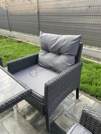 Zestaw z sofami 175cm, fotelami i wysokim stołem Perata Grande Anthracite