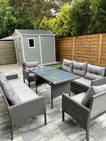 Zestaw z sofami 175cm, fotelami i wysokim stołem Perata Grande Anthracite