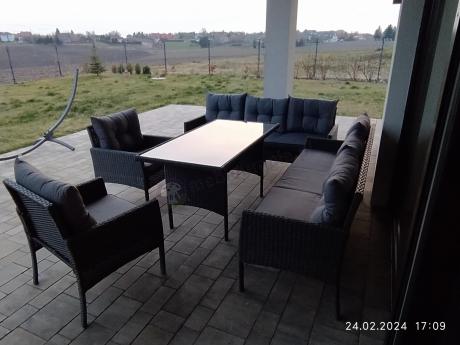 Zestaw z sofami 175cm, fotelami i wysokim stołem Perata Grande Anthracite
