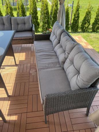 Zestaw z sofami 175cm, fotelami i wysokim stołem Perata Grande Anthracite