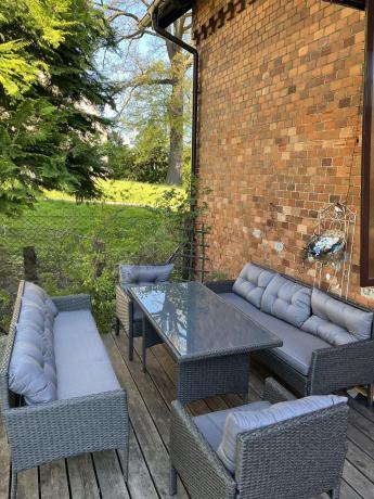 Zestaw z sofami 175cm, fotelami i wysokim stołem Perata Grande Anthracite