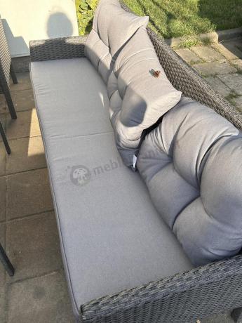 Zestaw z sofami 175cm, fotelami i wysokim stołem Perata Grande Anthracite