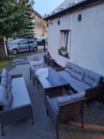 Zestaw z sofami 175cm, fotelami i wysokim stołem Perata Grande Anthracite