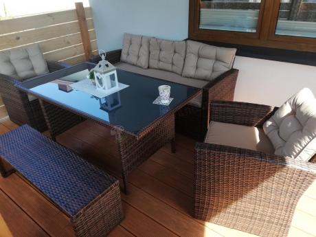 Zestaw ogrodowy technorattanowy z kanapą trzyosobową