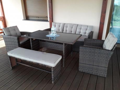 Zestaw ogrodowy technorattanowy z kanapą trzyosobową