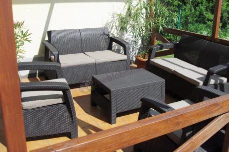Corfu Curver Set technorattan z dodatkową sofą