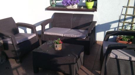 Meble ogrodowe Corfu Set zestaw technorattan look na tarasie