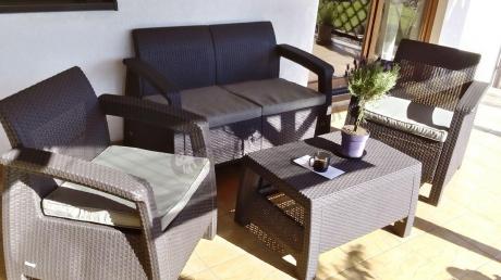 Meble ogrodowe Corfu technorattan na tarasie