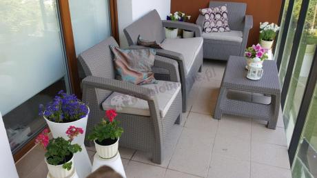 Popularne siedziska ogrodowe Curver Corfu Set Keter Cappuccino