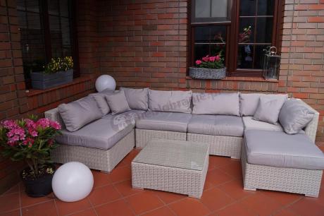 Sofa z technorattanu luksusowa półokrągła plecionka