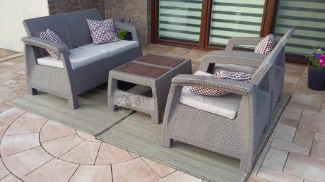 Stonowany zestaw ogrodowy Corfu Set w kolorze Cappuccino