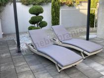 Aranżacja: 2x Leżak ogrodowy z grubą poduszką technorattan Light Grey