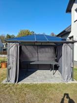 Aranżacja: Altana ogrodowa z dachem z poliwęglanu z zasłonami i moskitierą - Havero 3x3,5 Antracite