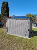 Aranżacja: Altana ogrodowa z dachem z poliwęglanu z zasłonami i moskitierą - Havero 3x3,5 Antracite