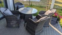 Aranżacja: Altito Quatro Dining zestaw obiadowy z technorattanu Dark Grey & Blue Grey
