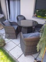 Aranżacja: Altito Quatro Dining zestaw obiadowy z technorattanu Dark Grey & Blue Grey