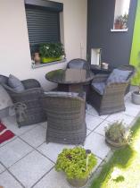 Aranżacja: Altito Quatro Dining zestaw obiadowy z technorattanu Dark Grey & Blue Grey