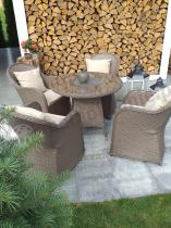 Aranżacja: Altito Quatro Dining zestaw obiadowy z technorattanu Zebra & Beige
